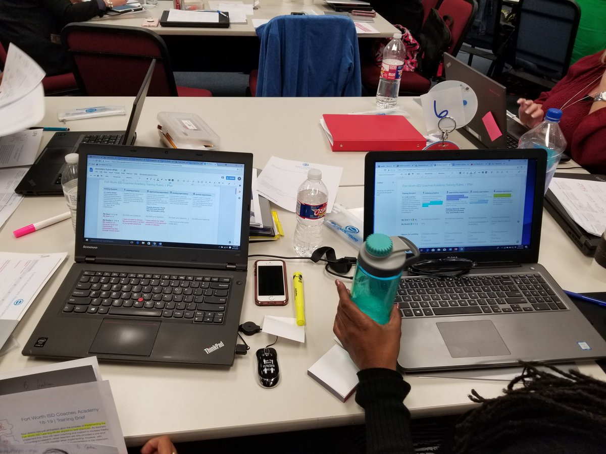 MCAmbertime's tweet image. #FWISD coaches analyzing what they know and need to know using their #rubric Bring on the learning! @FWISDCurriculum @khechara #LearningModel #engage2learn @engage_learning