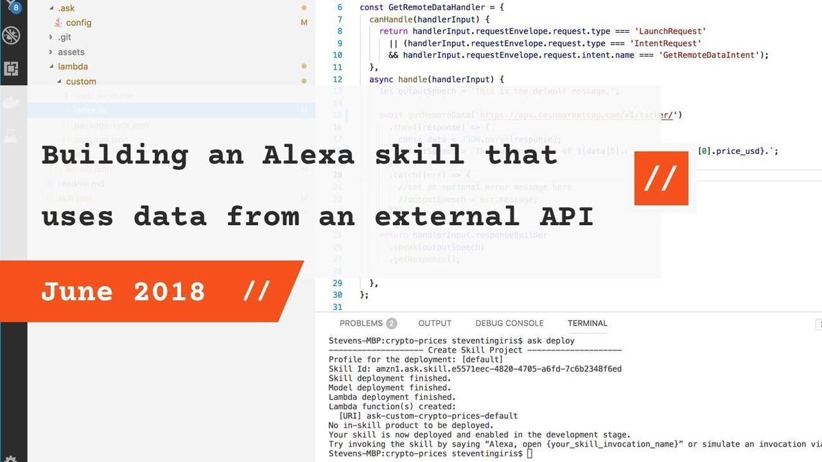 dabblelab's tweet photo. With this template, you can easily modify the code to work with different APIs. https://t.co/9yxYh6Yoc4 #dabblelab #skilltemplates #amazonalexa #alexaskills #alexadevs #api #apistrat #template #howto #Video #voicebots #chatbots #VUI https://t.co/uWEUHy2zEg