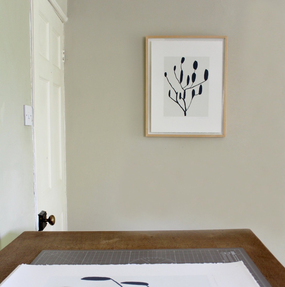 Studio wall today...something inky and planty.