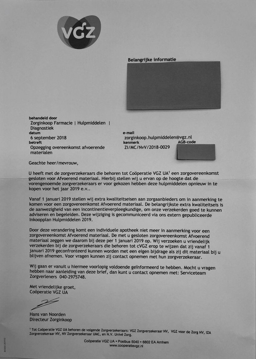 Verzekerden van <a href="/VGZ/">Coöperatie VGZ</a> : VGZ gaat u niet zélf vertellen dat u straks niet meer bij uw eigen zorgverlener terecht kunt, deze verzekeraar vraagt de zorgverlener u dat straks te vertellen. #overstappen
