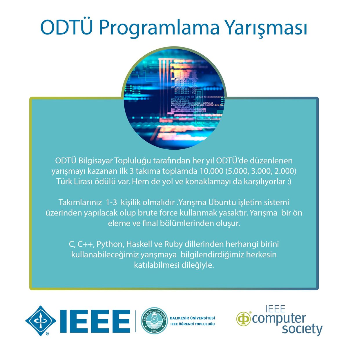 ieeebauncs's tweet image. ODTÜ Programlama Yarışması