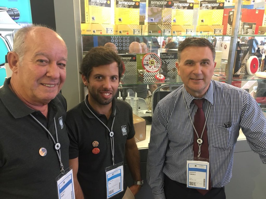 The abrasive team from Indasa showing new tapes and fine abrasives. #automechanikafrankfurt #automechanika #amf18 #indasa #indasaabrasives