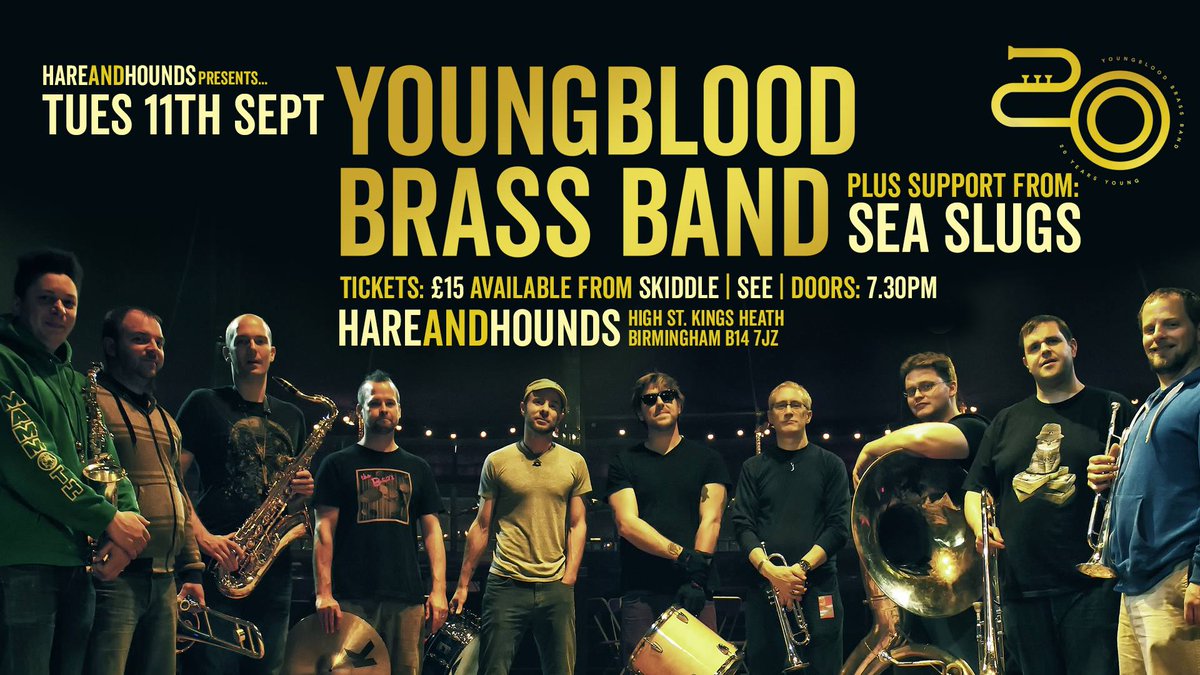 TONIGHT! We leave our mark as The Sea Slugs supporting @Youngbloodbrassband #Brum #livemusic #liveafrobeat #brassband link here: tinyurl.com/yco8zfn7