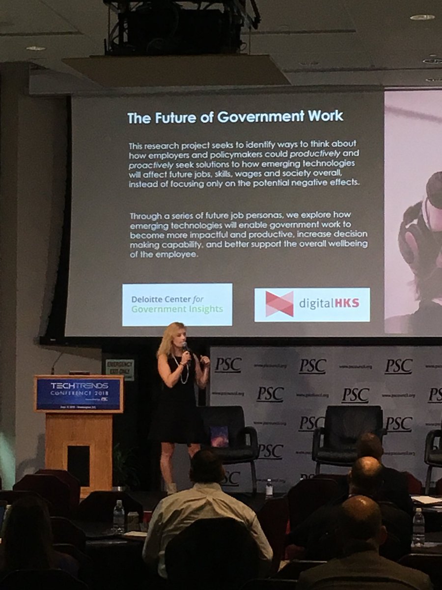 NickSinai's tweet photo. @jenngustetic talking about the future of government work #PSCtech18 @PSCSpeaks @hks_digital https://t.co/ItN9yU48Ir