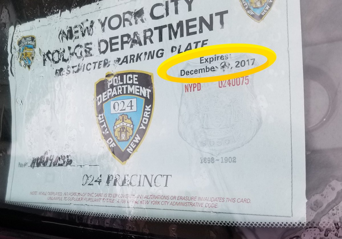 This  #placardperp is still allowed by  @AllNYPD to continue parking illegally with an expired placard they stole to defraud the City. All this despite sworn testimony by  @NYPDnews top officials to the contrary. #placardcorruption