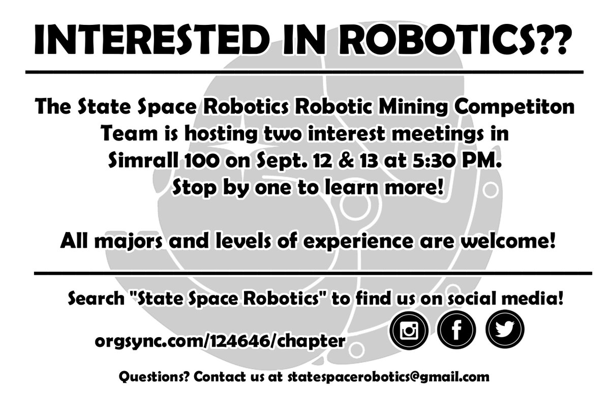 We're having TWO interest meetings this week! One tomorrow and one on Thursday in Simrall 100 at 5:30pm. Come by to learn more about us!
