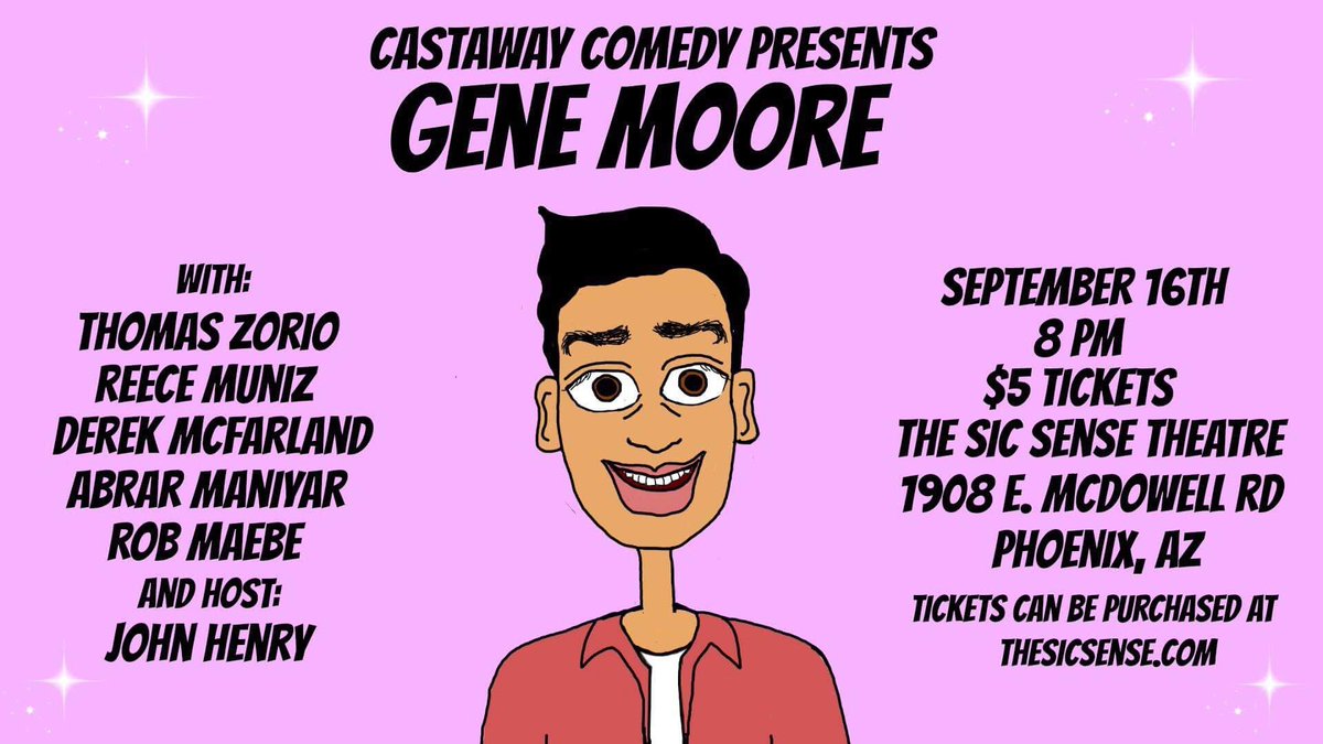 Derek_McFarland's tweet photo. Hey Gene Moore is back at The Sic Sense Theatre this Sunday! Make plans to come see my very funny good friend 😊
Tickets available at https://t.co/yP3VNOUXFT
#phoenix #comedy #livecomedy #phoenixarizona #phoenixentertainment #phoenixcomedy https://t.co/aAxNKOhI6A