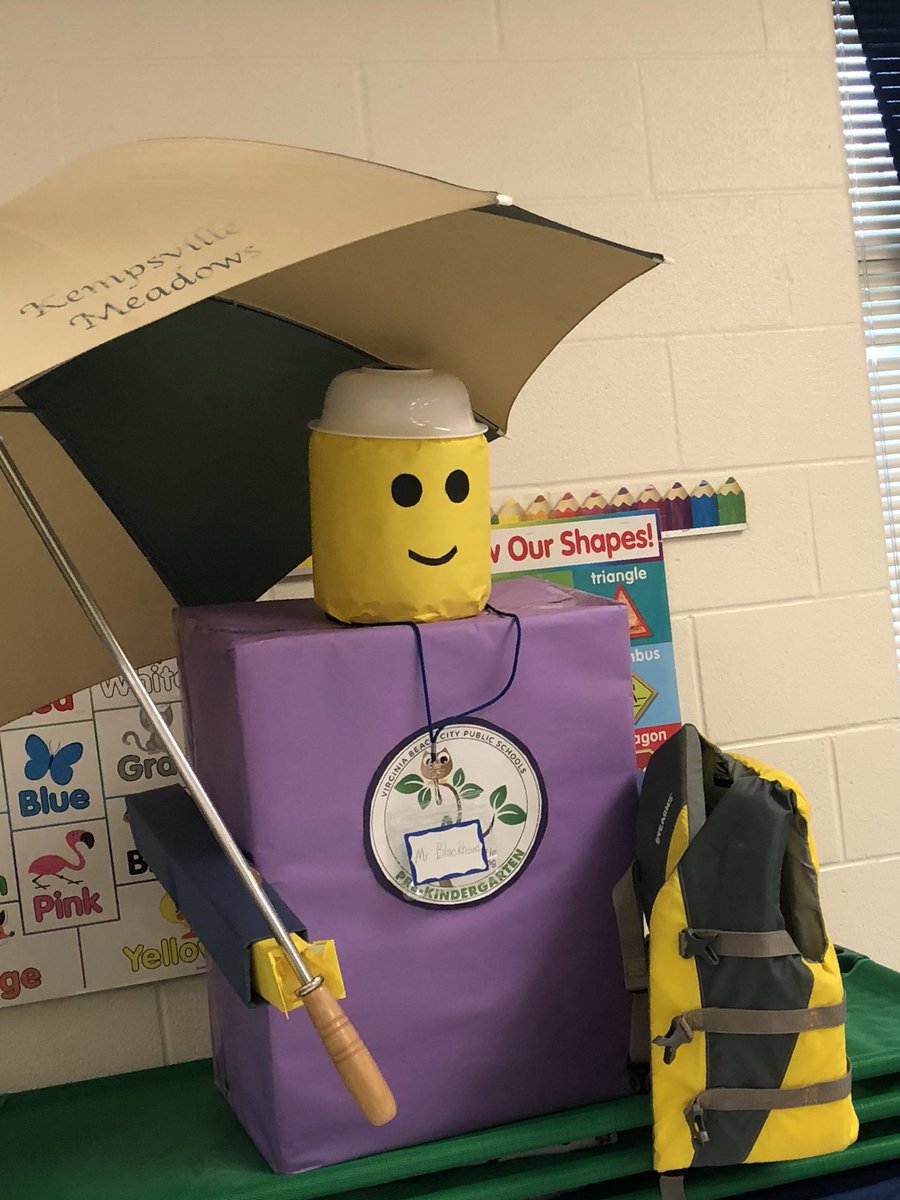 Liz_Cipolla's tweet photo. Mr Blockhead, our KMES Pre K LEGO man, is #hurricane ready!  Stay safe everyone. #HurricanefFlorence #bringingthejoy @MikelleWilliam5 @krsimp22 @Educator_SRH @VBPreK @KMES_Library https://t.co/xqfQsKFGAT