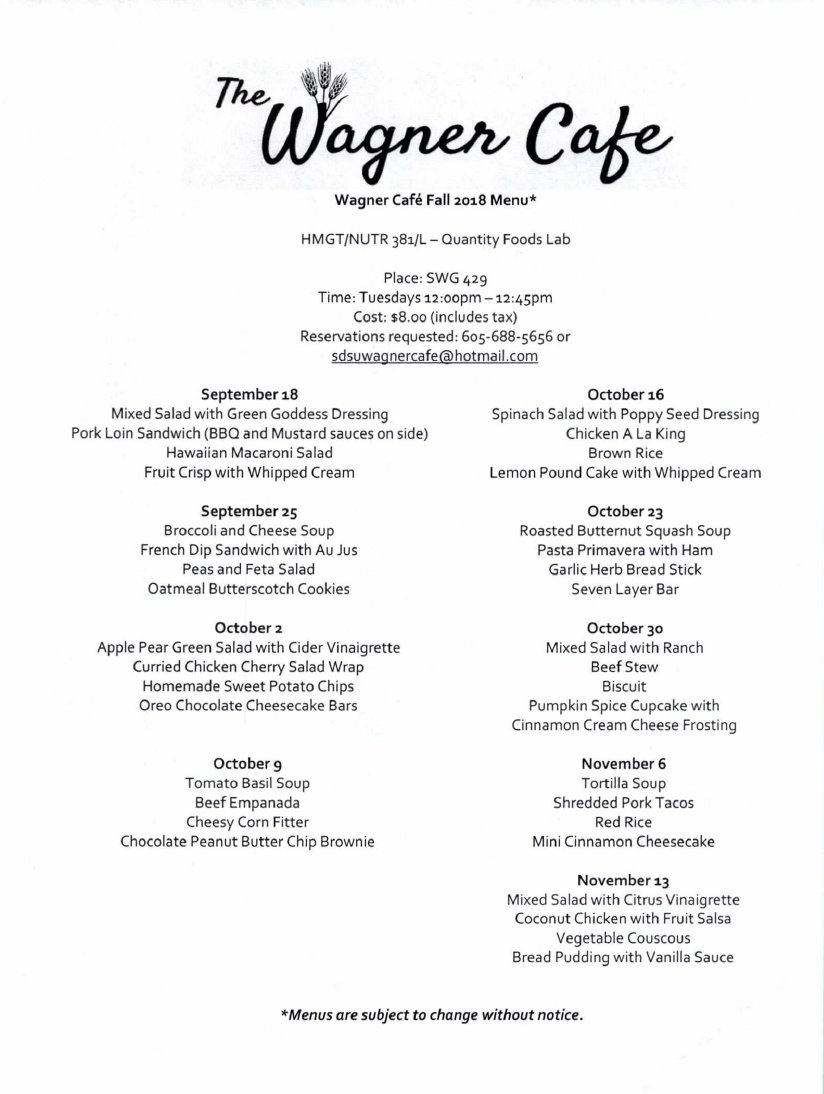 SDSU_CS's tweet image. This room may look calm now but in ONE WEEK Wagner Café begins. In Wagner 429 you can enjoy a delicious homemade meal for just $8. Don&apos;t miss out!
#sdstate #nutrition #sdsu #WagnerCafe