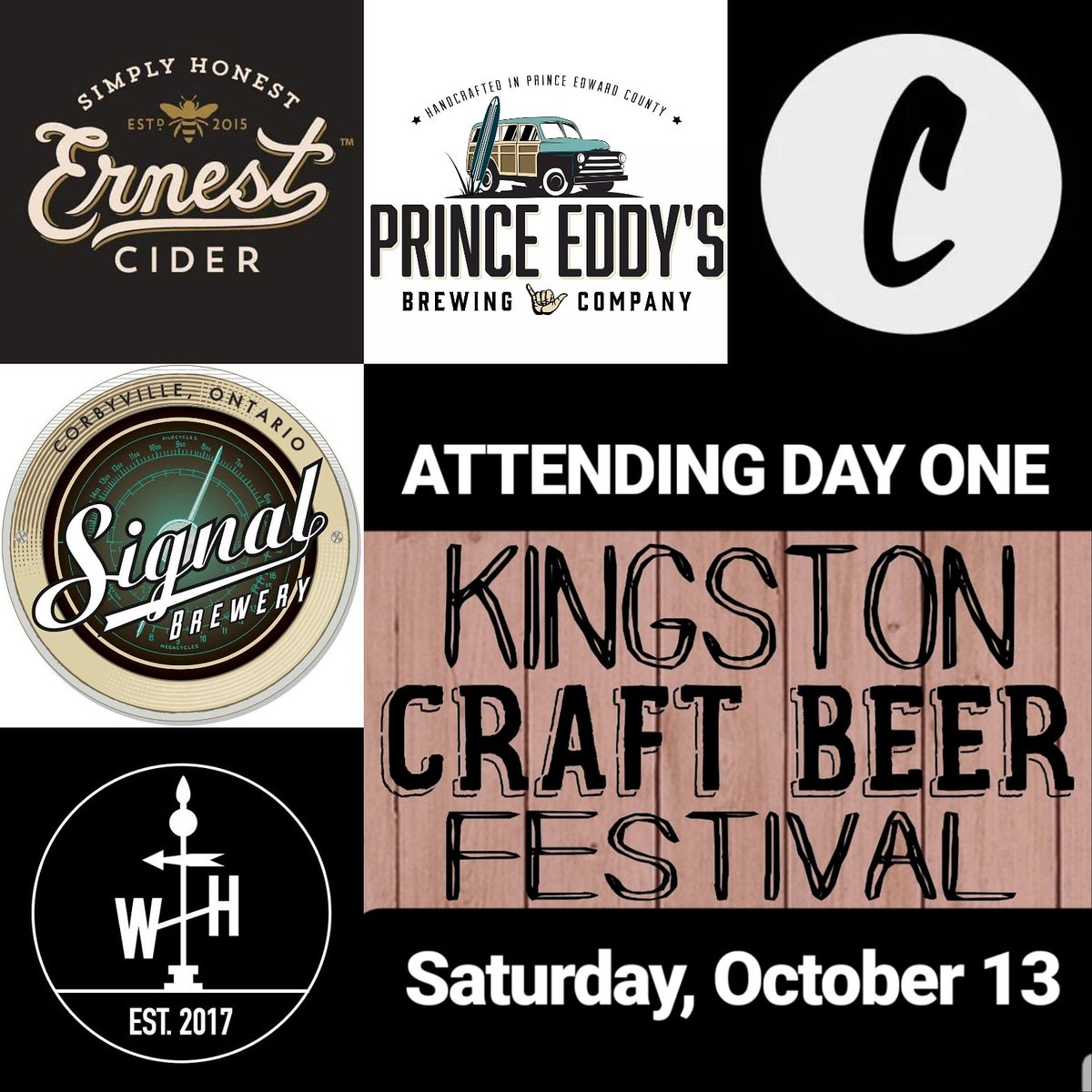 #breweryannouncement <a href="/Ernestcider/">Ernest</a> <a href="/PrinceEddys/">Prince Eddy's Brewing Co.</a> <a href="/CollingwoodBeer/">The Collingwood Brewery</a> <a href="/signalbrewingco/">Signal Brewing Co</a> <a href="/weatherheadbrew/">Weatherhead Brew Co.</a> will be attending Day One of the festival!

Get your tickets here: eventbrite.ca/e/kingston-cra…