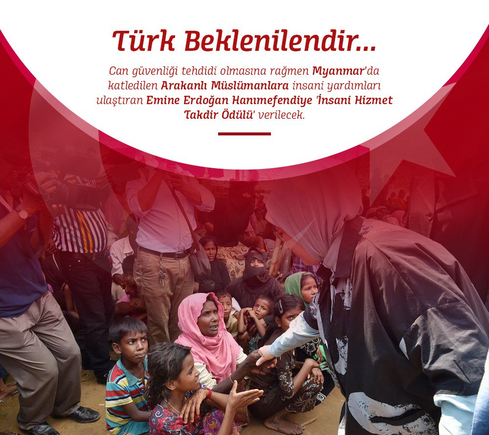 Arakanlı Müslümanların yaşadığı insanlık dışı uygulamalara uluslararası sahada dikkat çeken ve bu konuda kamuoyu oluşturan Emine Erdoğan, insana hizmet adına birçok faaliyetin öncülüğünü yapmıştır. #DünyanınVicdanıTürkiye