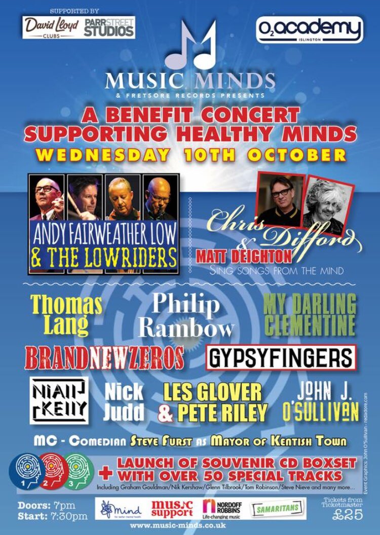 LapthornRaymond's tweet photo. Look at this fantastic line up for "Music Minds" show at the O2 Academy Islington London on Oct 10th, If you're in the area come along and support the cause.#Fantastic#Great music#Superb Night

https://t.co/1P0TVclm0G
Px :) https://t.co/0LdZULSC0z