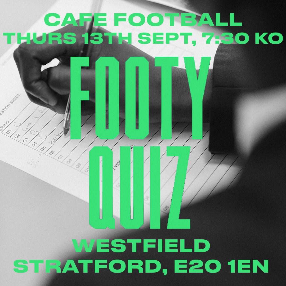 Join us at our Football quiz this Thursday at Cafe Football! Come down with your mates and test out your football knowledge, with the chance to win some amazing prizes.👀✨