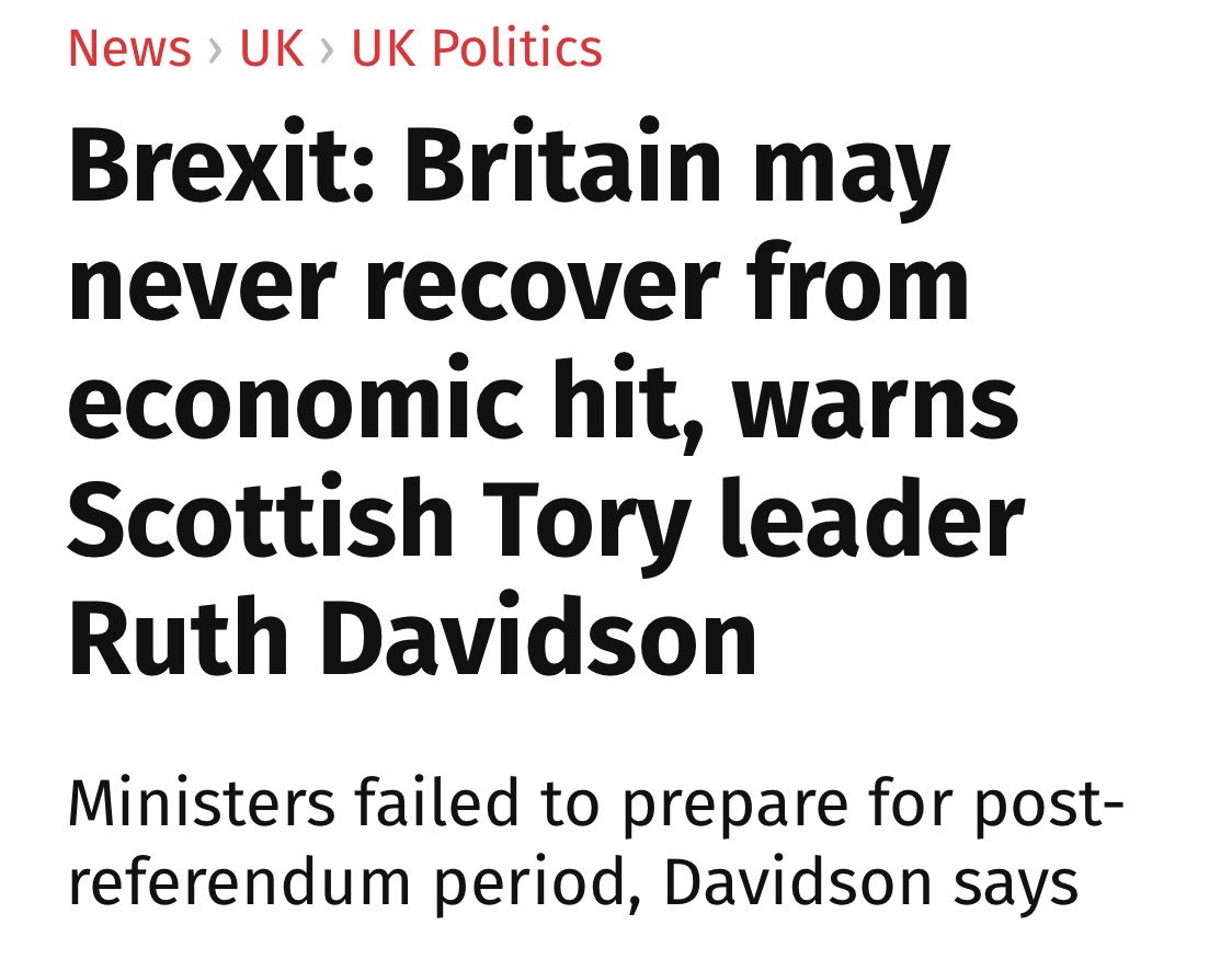 Ruth Davidson: Britain may never recover from economic hit of Brexit.