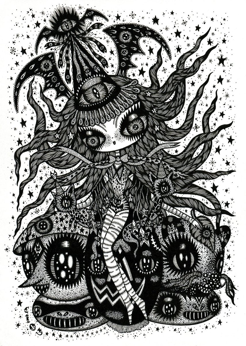 ciouinhell's tweet photo. New drawing , Yokai crew flying to the west, ink on paper https://t.co/aBzfuJJwvc