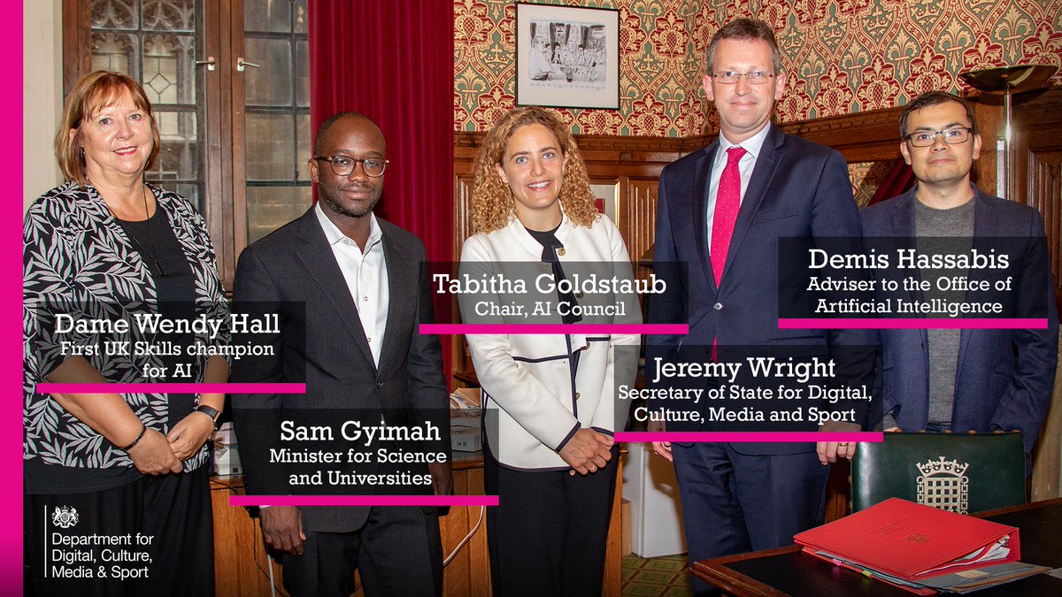 Photo: Dame Wendy Hall, Sam Gyimah, Tabitha Goldstaub, Jeremy Wright Demis Hassabis