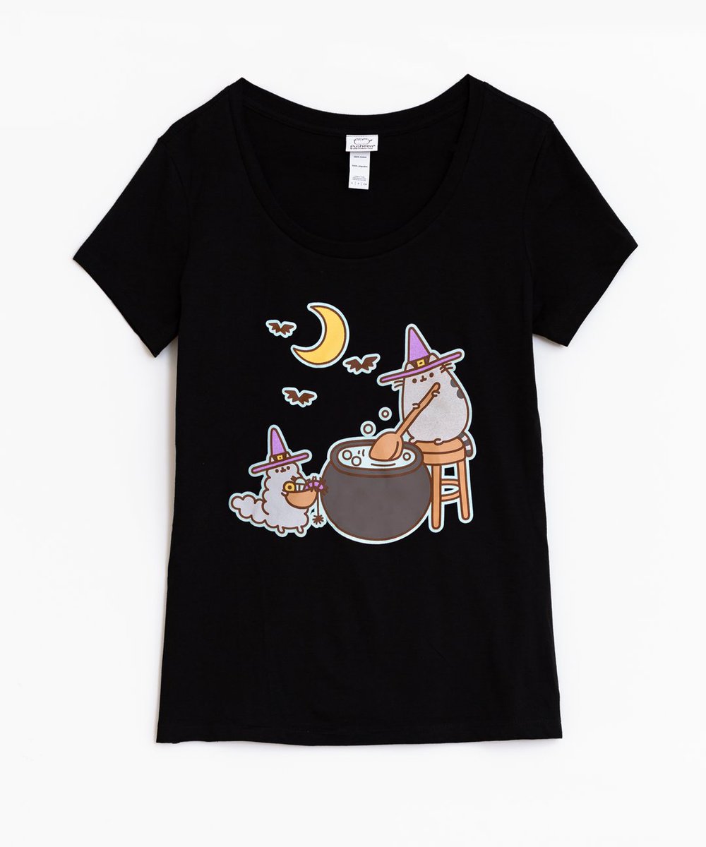 Pusheen's tweet photo. Pusheen and Stormy are stirring up a witchy potion on this adorable glow-in-the-dark tee!  ✨🔮✨ https://t.co/7mT4qp5OKS https://t.co/koeBxuOwkv