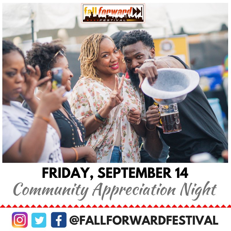 fallforwardfest's tweet photo. SHOW THIS POST FOR 1 FREE BEER OR COCKTAIL ON FRIDAY, SEPTEMBER 14 FOR COMMUNITY APPRECIATION NIGHT! 

1 FREE BEER OR SIGNATURE COCKTAIL FROM 5PM-7PM or while supplies last. Sponsored by @KimbarkBev #FFF2018 #FallForwardFestival https://t.co/unp2swMCy5