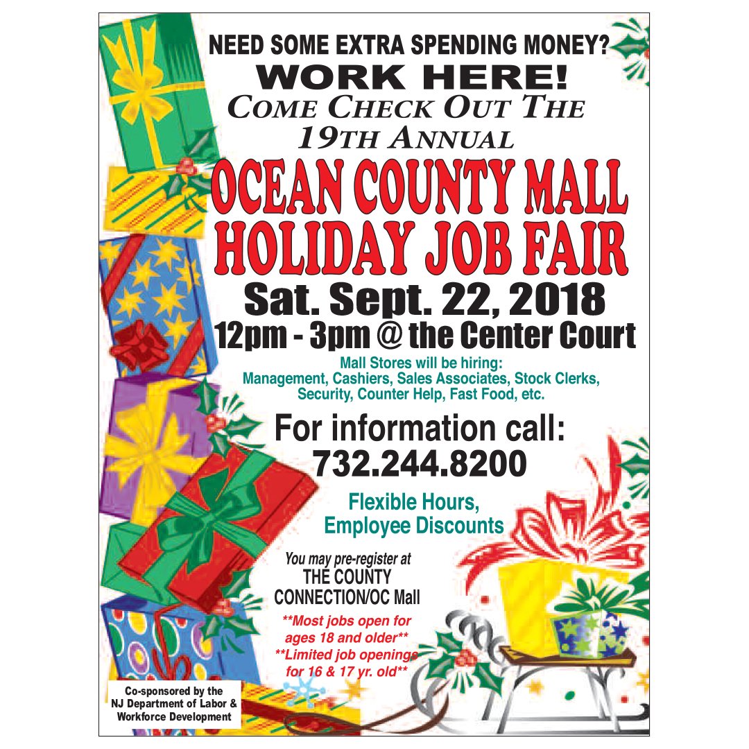 OCVTS's tweet photo. Ocean County Mall Holiday Job Fair 09.22.2018
#ocvts #oceancounty #tomsriver #oceancountymall #jerseyshorejob #needjobnj #tomsriveronline #tomsriverpatch #jlgh #gruninfoundation #wearetr https://t.co/RrwsRmZMdw