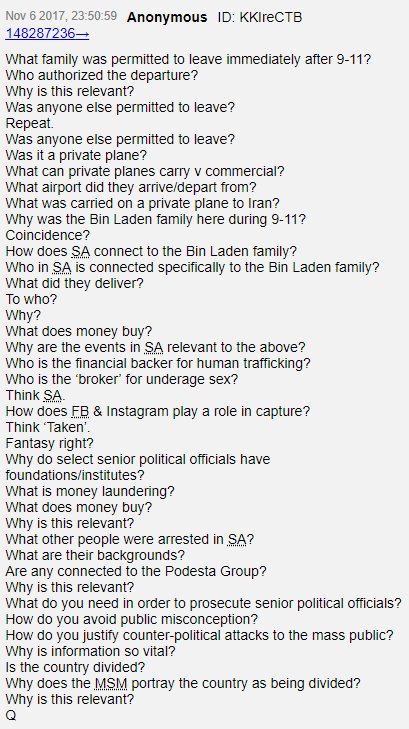 7/ What airport did they arrive/depart from?What was carried on a private plane to Iran?Why was the Bin Laden family here during 9-11?Coincidence?How does SA connect to the Bin Laden family?Who in SA is connected specifically to the Bin Laden family? #qanon