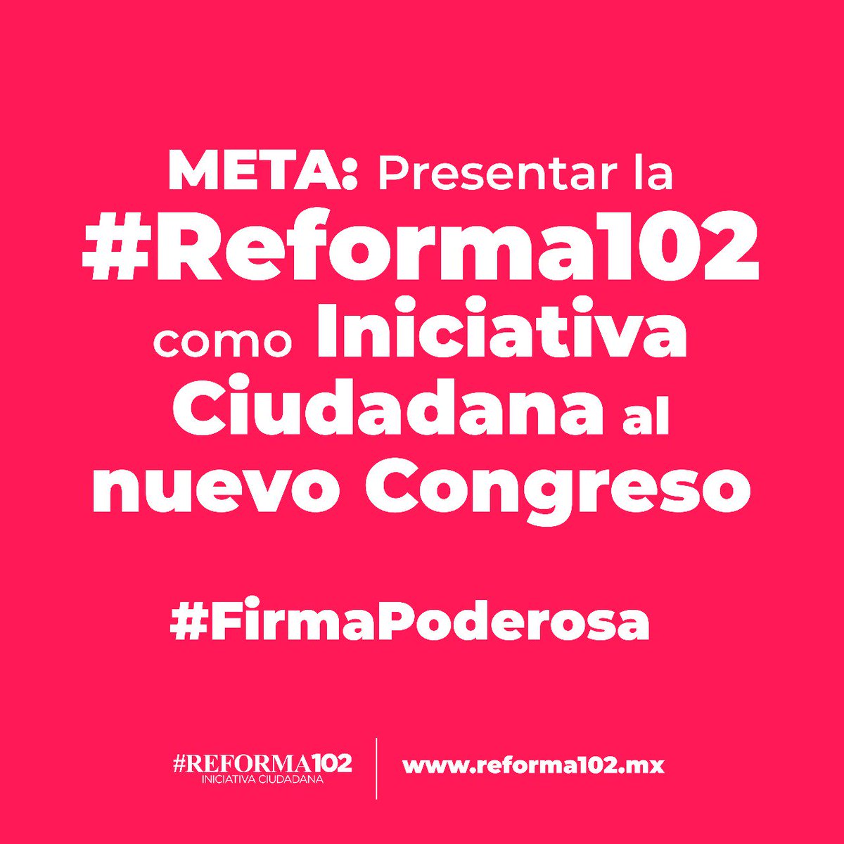 Con el apoyo de 117 mil mexicanos, lograremos la recaudación de firmas necesarias para presentar la #Reforma102 como Iniciativa Ciudadana y consolidar la Fiscalía General de la República que nuestro país necesita. Suma tu #FirmaPoderosa Visita: reforma102.mx/firma