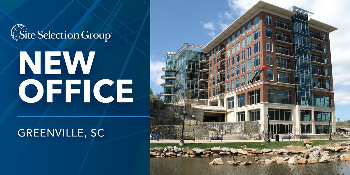 Excited to announce opening the new <a href="/SiteSelectionGr/">Site Selection Group</a> Greenville, SC office space! This location will help us better serve our clients who are active in the Southeast. Come by and say hello! bit.ly/2CLnpSB #yeahthatgreenville #EconDev