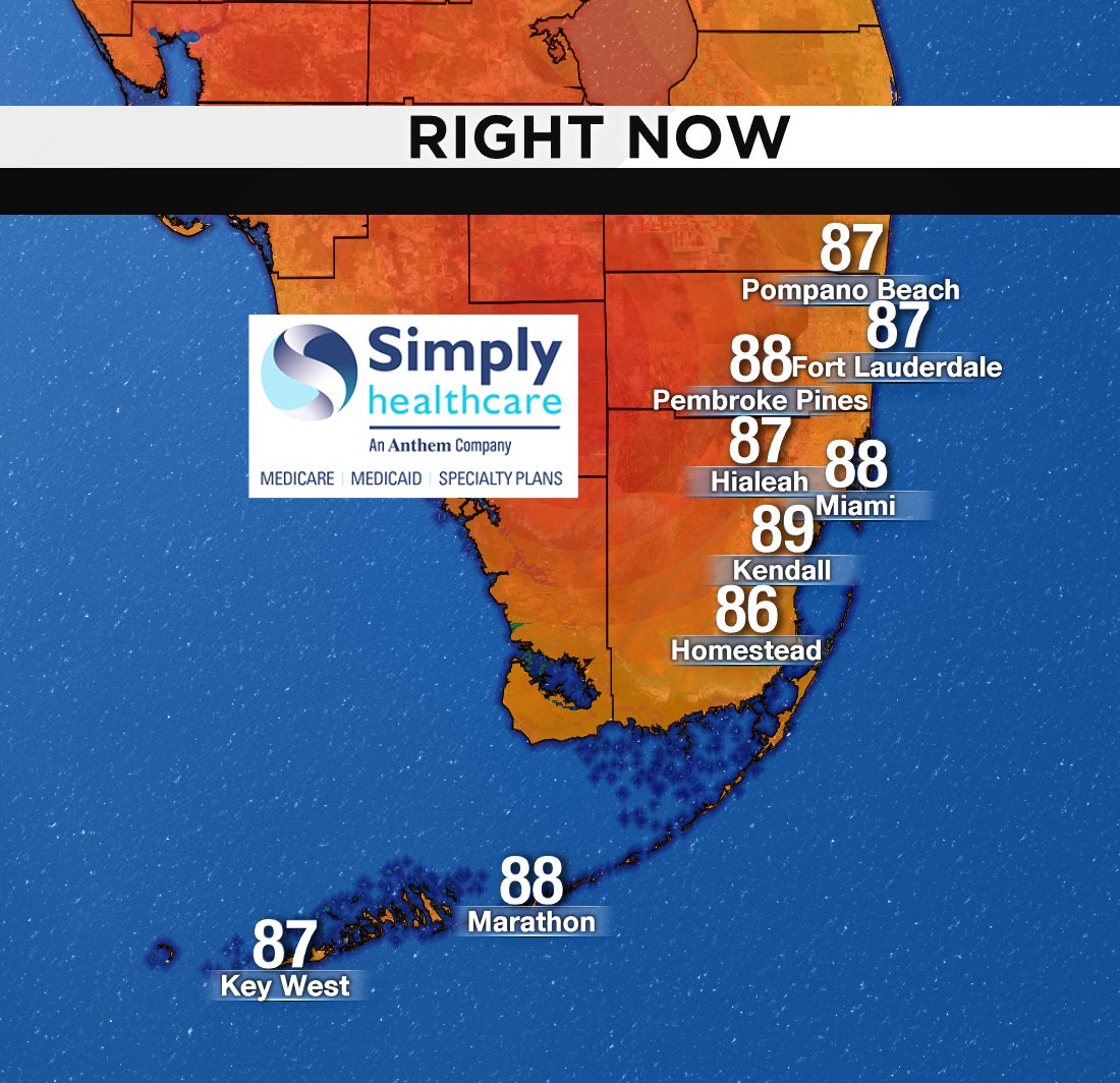 It's 2PM, here are south Florida's current temperatures. #BROWARD #MIAMIDADE #FLKEYS Presented by Simply Healthcare https://t.co/j3EdHybacK