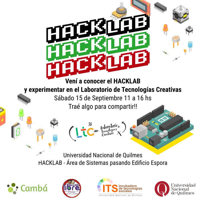 cambacoop's tweet photo. Este sábado arranca un espacio que queremos construir entre todxs #HackLabUNQ un hacklab en Quilmes, abierto a todxs los interesados. Venite al Taller de Laboratorio de Tecnologías creativas @EscuelaLibreUNQ @UNQoficial https://t.co/8d6p2kqdMf