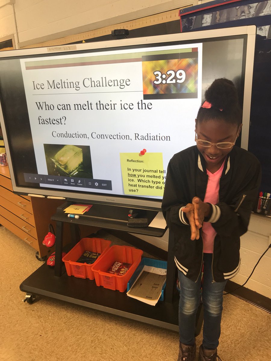 leaderofpurpose's tweet photo. How will you transfer your heat to be the winner of the ice challenge! @TeamCLMS 5th graders have an idea @WSFCS_Science @wsfc https://t.co/hyLPeYfcWP