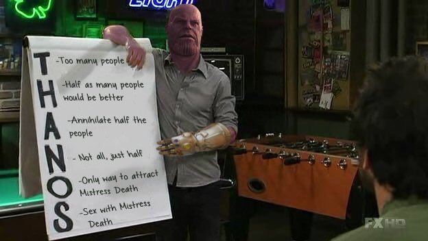 thanos is an evil genius a true titan i'm his name goes with his plan.