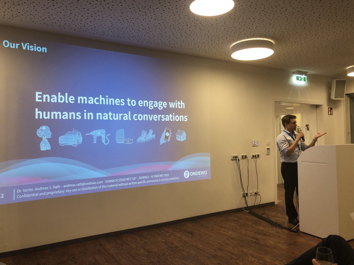 PoolParty_Team's tweet image. Andreas Rath from @ondewo Talking about the Future of #ConversationalAIPlatform @SemanticsConf pre-conf #Meetup #AutomatingConversations #TalkingtoRobots #NaturalInteractions