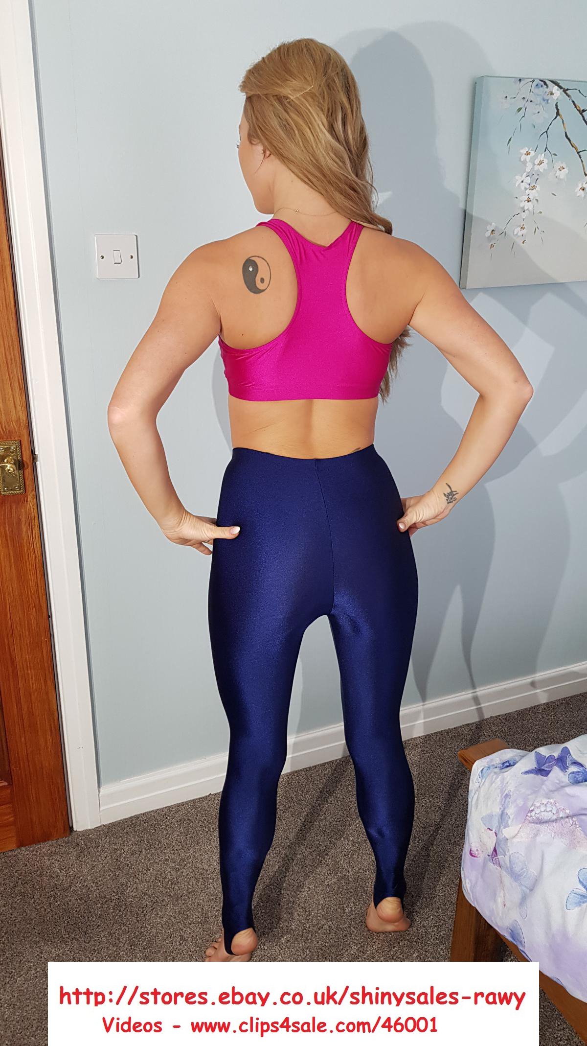 ShinySalesRawy on X: Ultra Shiny Tight Blue Spandex Leggings worn by  Rachelle selling in the next 24hrs on  for under £1! -   - Don't Miss them, Bid Now! @TweetRSummers  #spandexleggings #