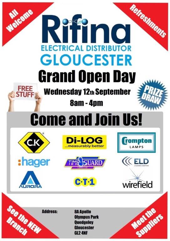 Calling Gloucester Electricians Rifina are having a trade day tomorrow 

Free food teas and coffees

Meet the suppliers and staff