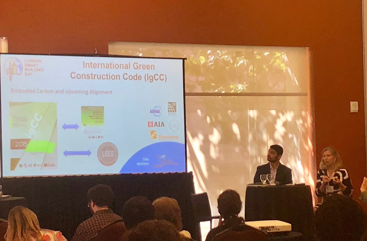 USGBC's tweet image. .@lizbeardsley speaking about #LEEDv4’s alignment with #CalGreen on a panel about recent innovations in embodied carbon policy. #carbonsmartbuildingday #carbonsmart18 #gcas2018 #stepup2018