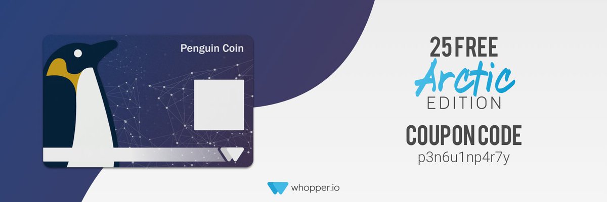 WhopperCrypto's tweet photo. 📣@coin_penguin cold storage giveaway Day 2! 📣

In partnership with Penguin Coin, Whopper is giving away (25) cold storage cards right now! Use coupon code "p3n6u1np4r7y" at checkout to receive a $PENG card completely free. #whoppercrypto #coldfolio

https://t.co/AspLRsEmeQ https://t.co/PNc1Xosb4r
