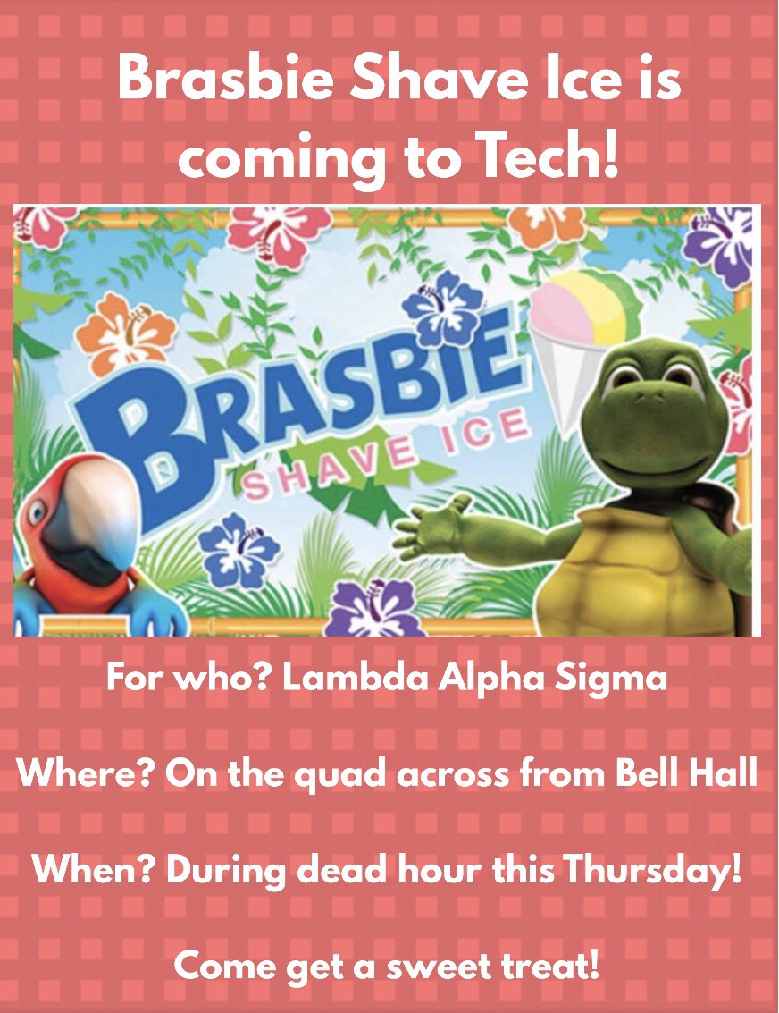 TTULAS's tweet photo. Come out and bring your friends to the quad this Thursday to support the ladies of Lambda Alpha Sigma! 🍧 https://t.co/6ECpfaDmU4
