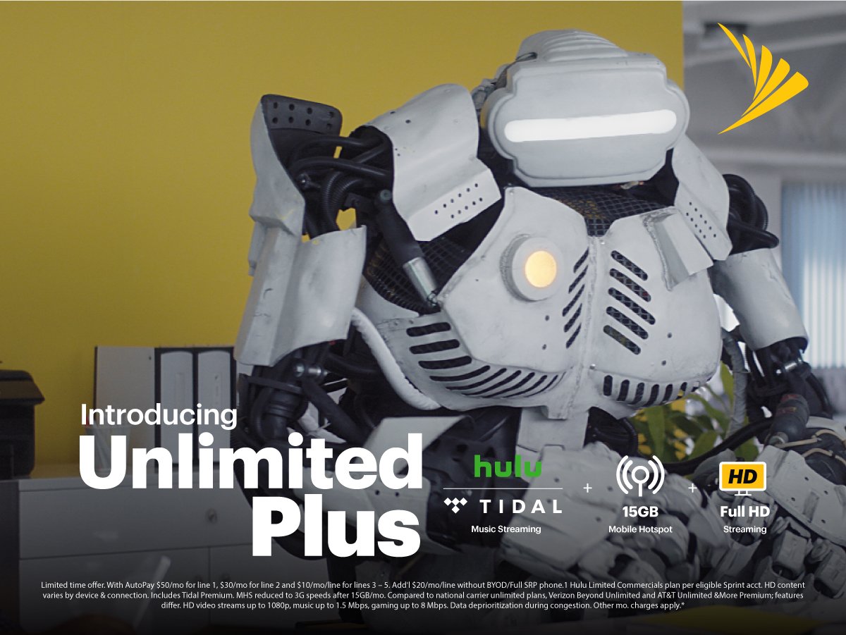 Switch to Sprint’s Unlimited Plus plan for just $42 mo./line for 5 lines. But hurry, for a limited time it’s now $22 mo./line when you bring your phones or buy new ones. Best deal ever!
