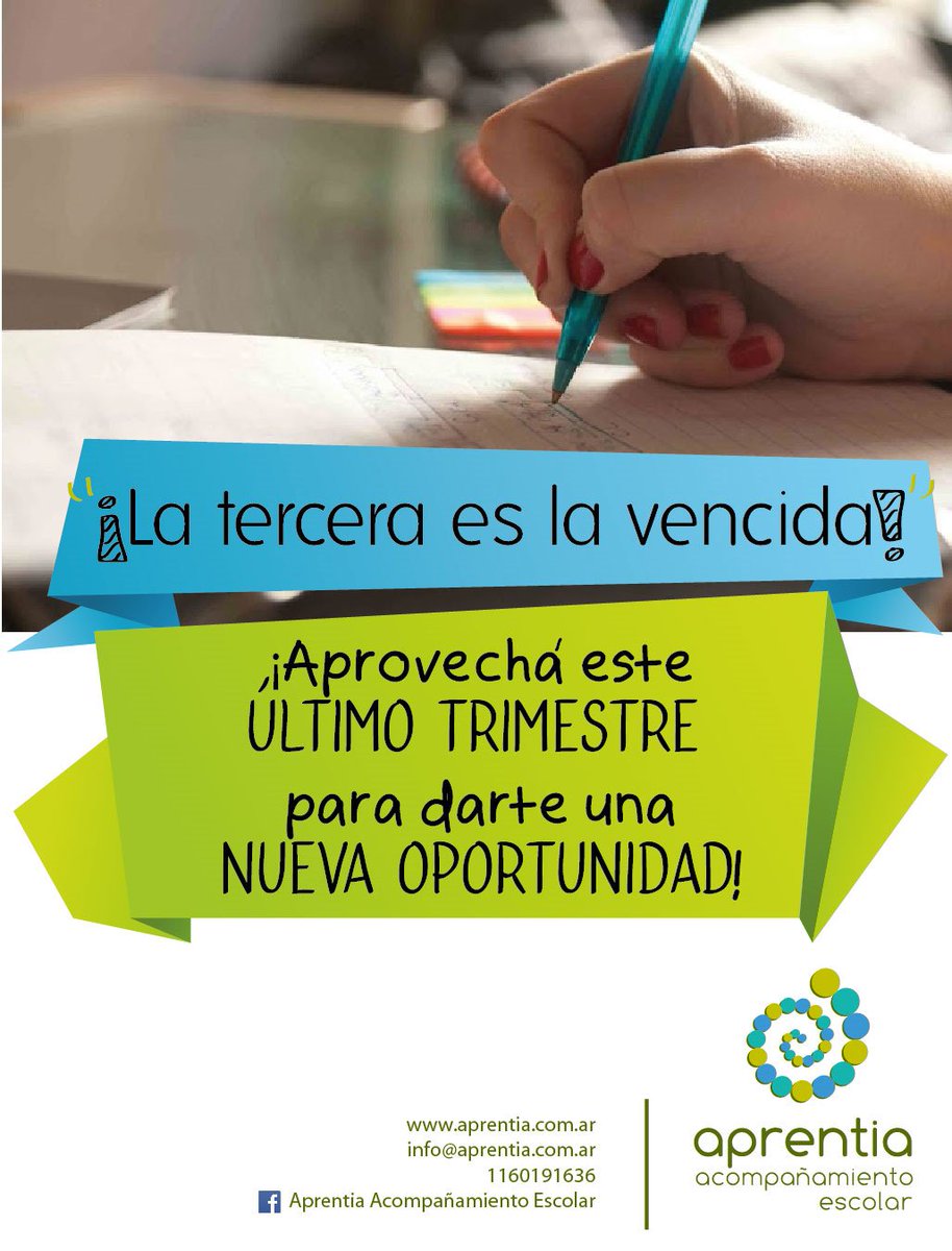 APRENTIAae's tweet photo. Comenzó un nuevo trimestre! #nuevasoportunidades #unachancemás #últimotrimestre #laterceraeslavencida #estudiar #rendir #examenes #aprender https://t.co/F2TarwFha0
