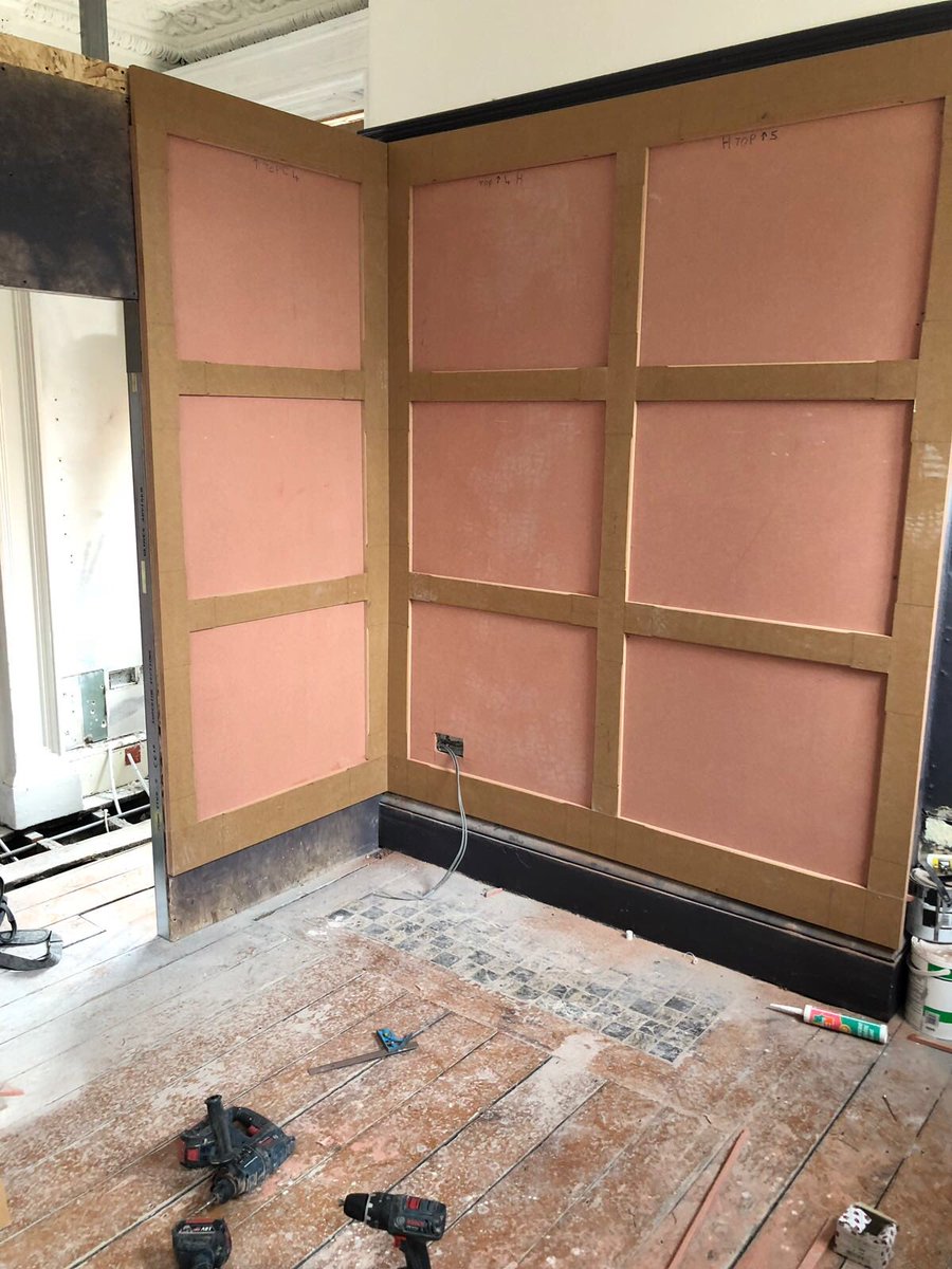 EliteConst1's tweet photo. Progress on our current project at @thewarrenbfast wall panelling, period decor in fitting with the buildings listed status. https://t.co/nLrZyGd7TA
