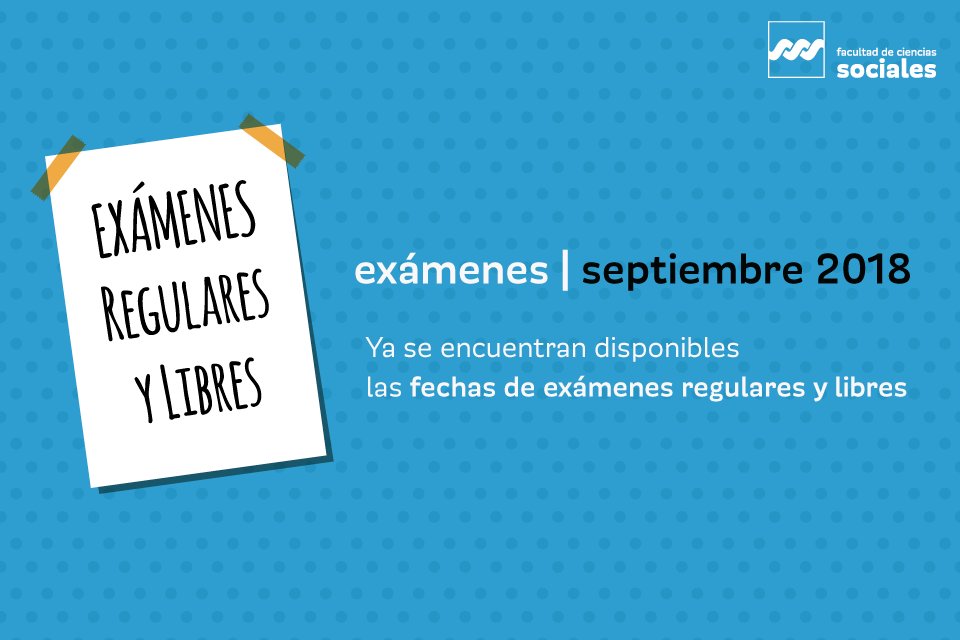 Sociales_UNC's tweet photo. #FCSinforma #Examenesseptiembre
La Facultad de Ciencias Sociales de la UNC informa las fechas de exámenes del turno de SEPTIEMBRE 2018.
 👉Consultá acá: https://t.co/mjbfI1n1N0 https://t.co/40O2tDvk9i