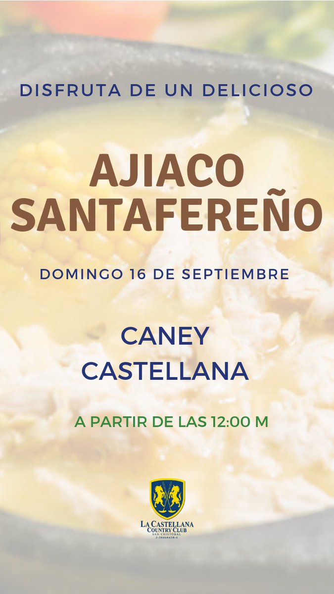 Un Ajiaco colombiano, perfecto para la familia! ❤️ este domingo te esperamos a partir de las 12 del mediodía en Caney Castellana 👌🏽