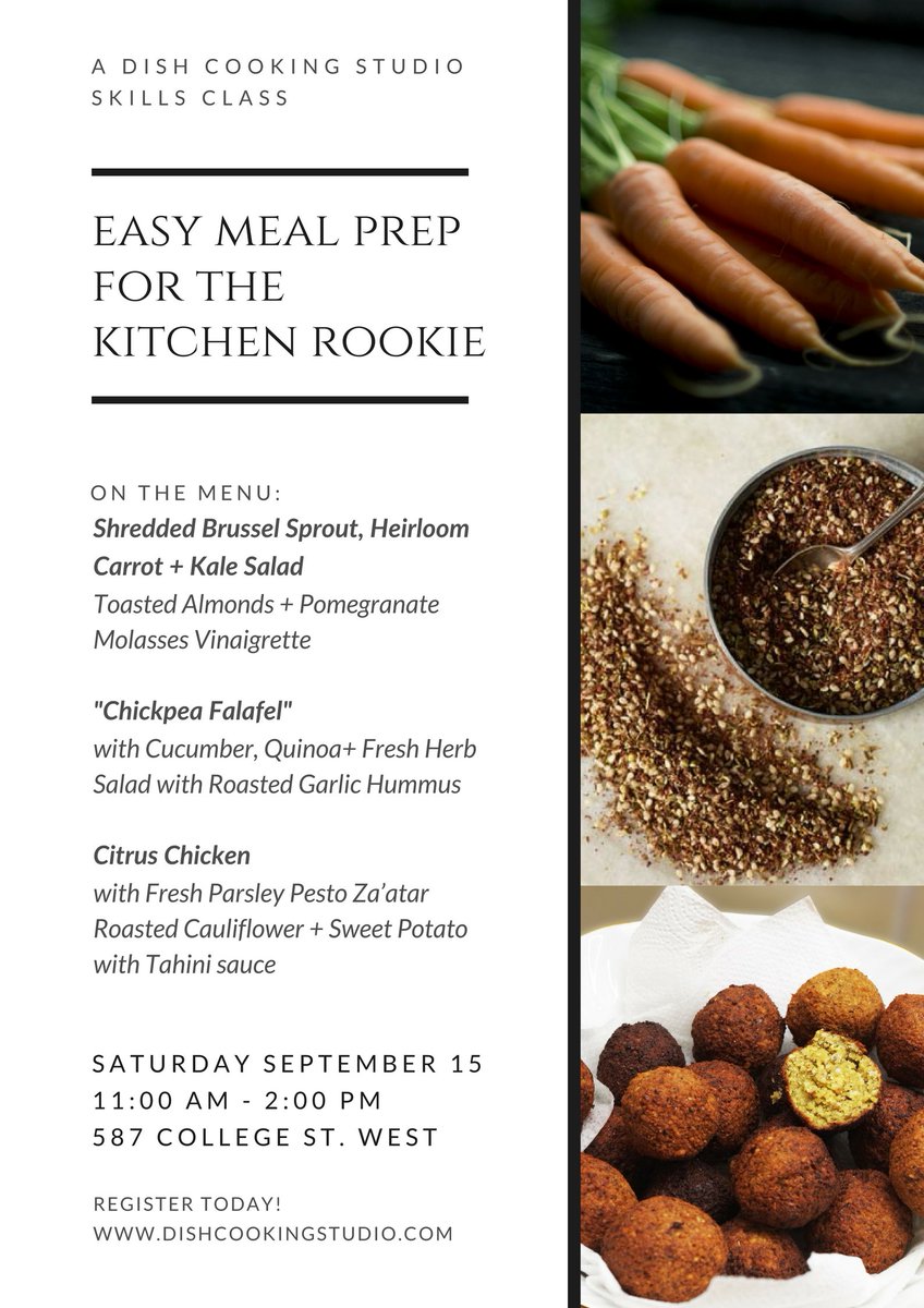 Are you just starting to find your feet in the kitchen? We're here to take your skills to the next level with Chef Courtney's Easy Meal Prep for the Kitchen Rookie: Skills Class coming up this Saturday September 15th! Reserve your spot today! dishcookingstudio.com/calendar/