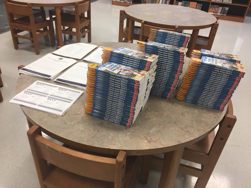 LibrarianHolmes's tweet photo. @WestridgeWRE Preparing books for all of our 2nd and 3rd graders for our parent/student book study! Canโt wait to hear these amazing conversations! #thirdgradeangels #librariesbuildreaders https://t.co/3Y0UiQT7jy