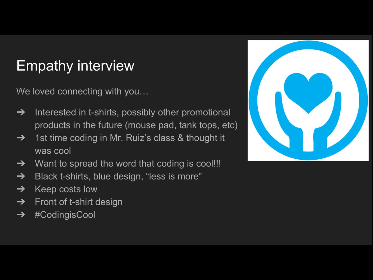 VIDA_Connect's tweet image. Deliver & Refine. @VIDASHARKS pitch t-shirt ideas and document client feedback to design the perfect promotional product. #CodingIsCool #EntrepreneurialEd