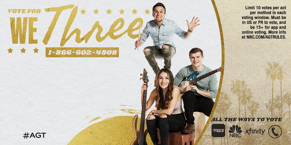 RT if <a href="/wethreemusic/">WE THREE</a> had you grooving all the way to giving them your votes tonight! #AGT