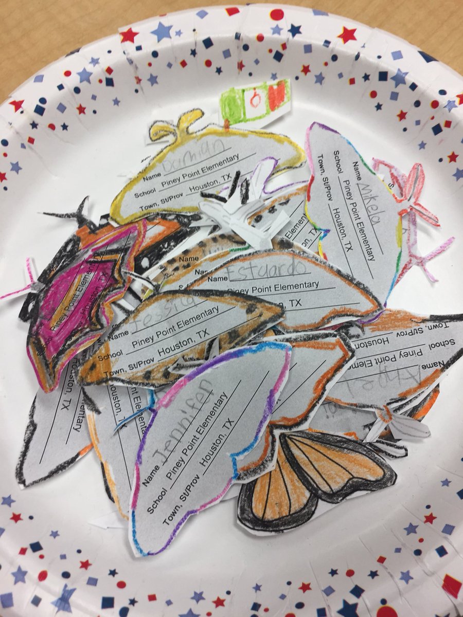 MonicaNikaleal's tweet photo. #monarcheroes @PineyElem Ready for โJourney North Symbolic Monarch Migrationโ ๐๐๐ฆ! @journeynorthorg @EcoSchoolsUSA @HISDGoGreen @HISD_Advanced https://t.co/u65x51JlD1