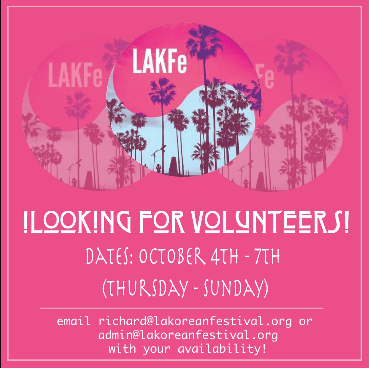 LAKFe_'s tweet photo. Interested in volunteering for Los Angeles Korean Festival? Apply now! https://t.co/3T2bGa4Hdh