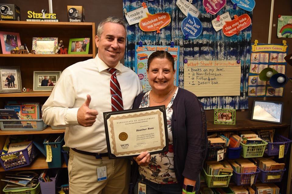 KeithAllshouse's tweet photo. Thanks to these ladies for their #PerfectAttendance in 2017-2018!  As a staff, we had the highest attendance percentage of all schools last year, at 95.4%, and we continue to strive for excellence!  Super proud! https://t.co/3sWnKFJABh