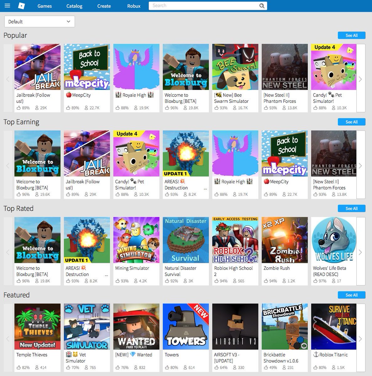 Bloxy News On Twitter Bloxynews A New Look For The Roblox Games Page Has Been Rolled Out To A Select Amount Of Users It Now Shows The Of Likes And - chang roblox