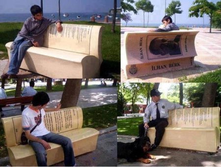 ¿Sabías que... la ciudad de Estambul está promocionando la lectura entre sus ciudadanos con ayuda de estos bancos? Bancos emplazados en distintas partes de la ciudad, con forma de libro abierto y en los que se pueden leer poemas de 18 poetas turcos.